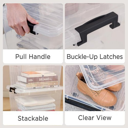 Citylife 22 QT Clear Plastic Storage Bins - Stackable & Nestable Storage Boxes | 6-Pack for Garage, Closet, Kitchen