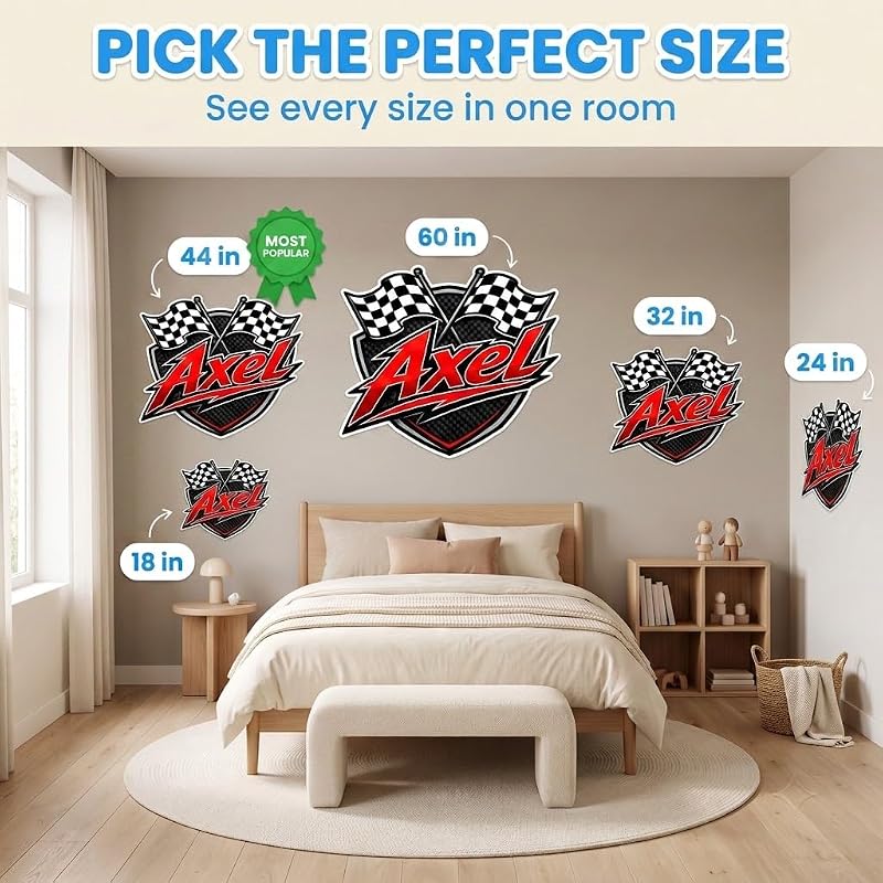 Personalized Racing Car Name Wall Decal for Kids Room – Style 2