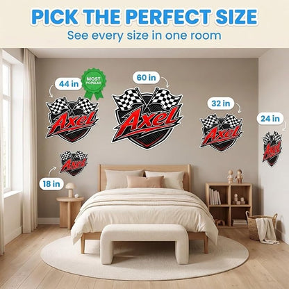 Personalized Racing Car Name Wall Decal for Kids Room – Style 2