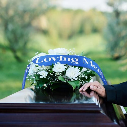 Fanfanwin Funeral Sash - Memorial Ribbon for Casket or Wreath | 58x4'' Blue, Celebrate Life