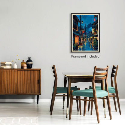 Podafu Wall Art Poster | Japanese Tokyo Tea House Design - 12x16in Unframed Canvas Print for Bedroom Decor