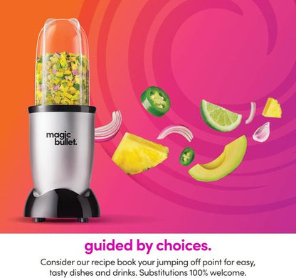 Magic Bullet Blender - 11 Piece Set | Compact Silver Kitchen Blender for Smoothies & More