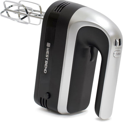 West Bend Hand Mixer Plus - 6-Speed Immersion Blender Attachment with Ergonomic Handle | 250-Watts, Black