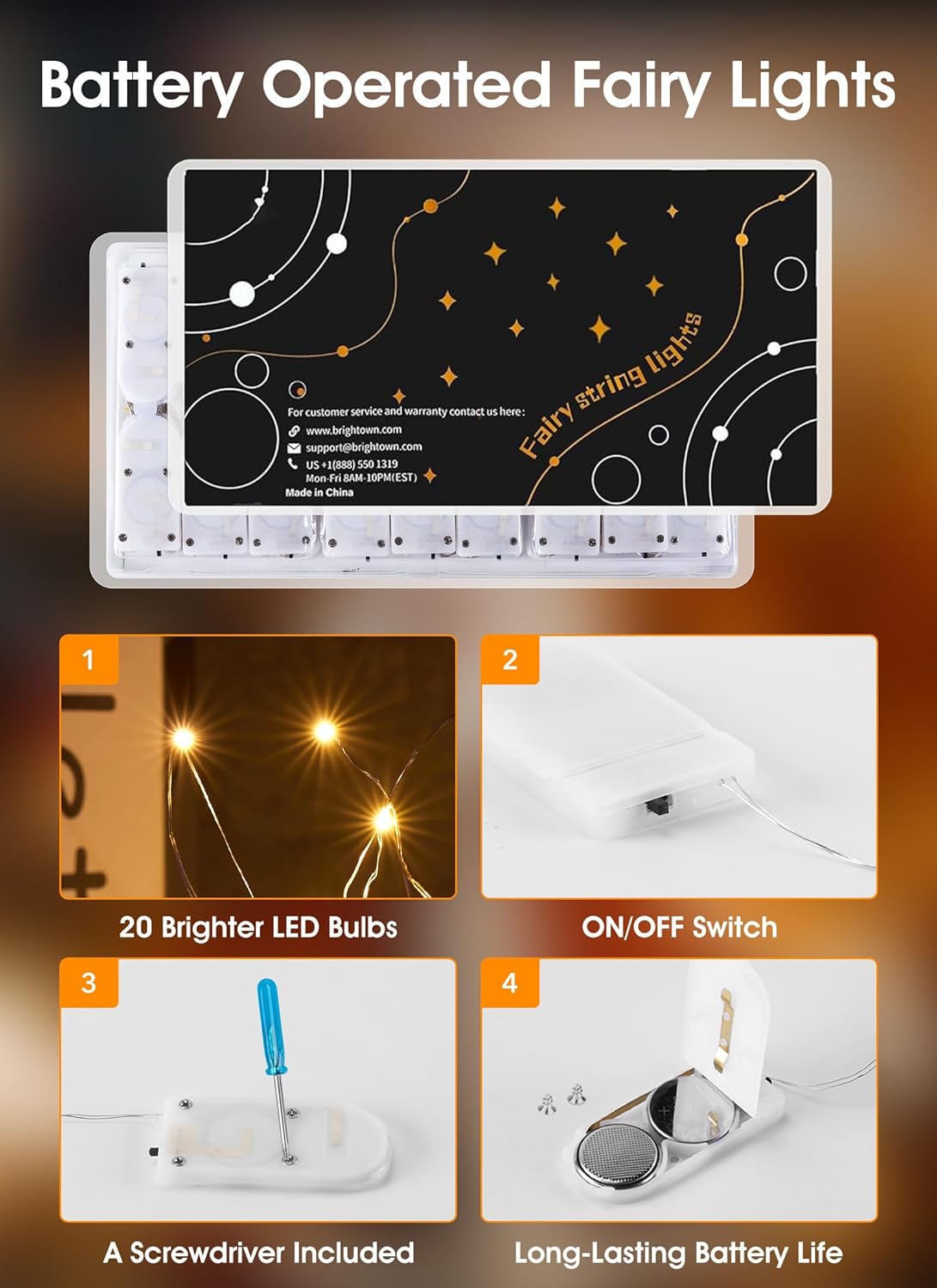 Minetom 12 Pack Fairy Lights - Battery Operated 20 LED Waterproof Silver Wire for DIY Crafts & Wedding Décor