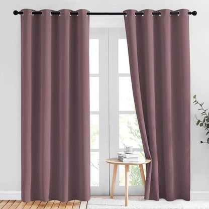 NICETOWN Living Room Curtains 84 inch Long - Grommet Blackout Thermal Insulated Room Darkening Sound Blocking Window Treatments for Children Room/Bedroom, 2 Panels, Dry Rose, W52 x L84
