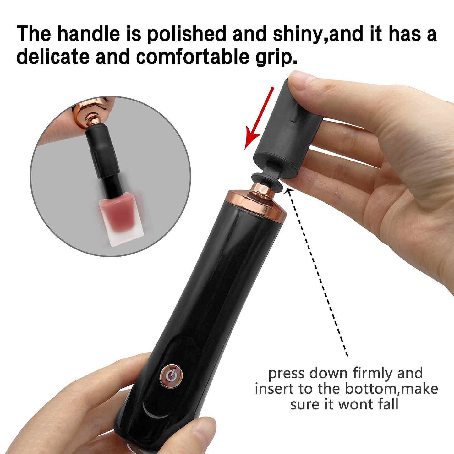 ZLMONDEE Nail Lacquer Shaker, Nail Polish Mixer, Portable Electric Eyelash Glue Shaker with 2 Connectors and 8 Sizes of Caliber Liquid Evenly Mixer for Eyelash Extension Lash Glue Ink (Black)