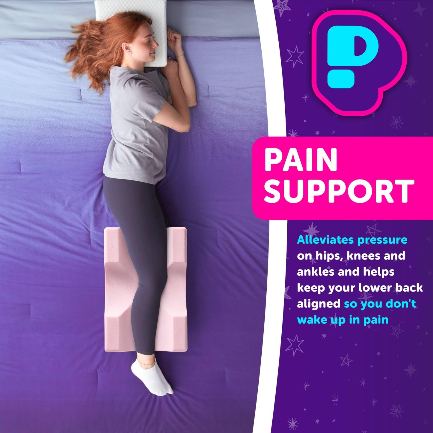 Pillow Cube Knee Cube Deluxe - Knee Pillow for Side Sleepers, Hip Pain Relief, Between Leg Pillow, Thigh Pillow, Leg Support, Memory Foam - 12"x18"x5"