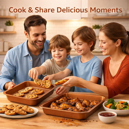 Skiennix Nonstick Copper Baking Pan - Ceramic Coated for Even Cooking | Dishwasher & Oven Safe, PTFE & PFOA Free