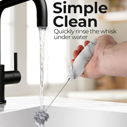 Zulay Kitchen Patented Tornado Triple Whisk Milk Frother with 4 Duracell Batteries – Handheld Foam Maker for Coffee, Lattes, Matcha & Hot Chocolate – Rich, Creamy Froth in Seconds
