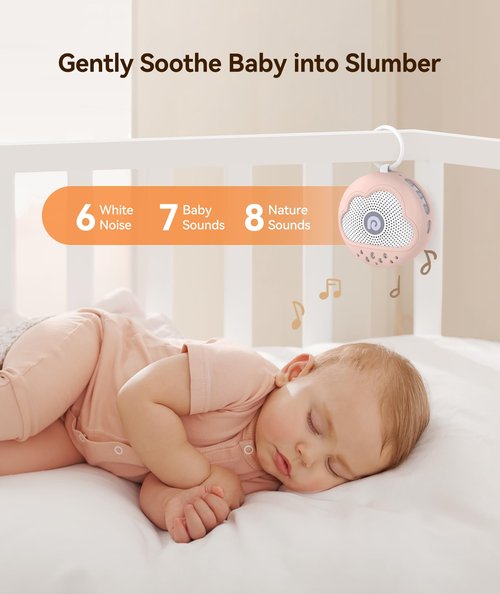 Dreamegg White Noise Machine - Portable Sound Machine Baby with Safe Silicone Cover, Features Powerful Battery, 21 Soothing Sound, Noise Canceling for Sleeping, Baby Registry Gift, Nursery(Pink)