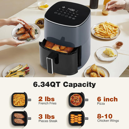 OLIXIS 6 Quart Air Fryer - 12-in-1 Multi-Function Cooking with Window | Grey Finish