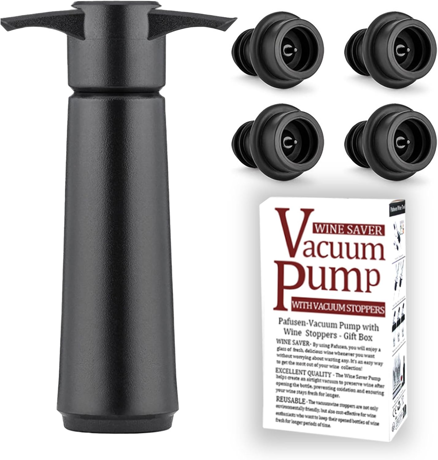 Wine Stoppers Vacuum with Pump, Keep Wine Fresh for up to 7 Days -1 Pump 4 Stopper, Wine Pumps and Wine Vacuum Stopper, Reusable for Wine Saver, Wine Stoppers for Wine Bottles