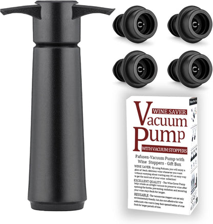 Wine Stoppers Vacuum with Pump, Keep Wine Fresh for up to 7 Days -1 Pump 4 Stopper, Wine Pumps and Wine Vacuum Stopper, Reusable for Wine Saver, Wine Stoppers for Wine Bottles