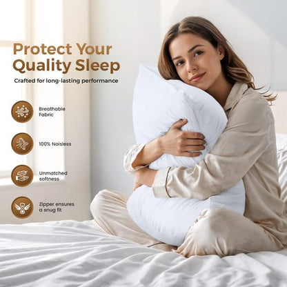 Utopia Bedding 4 Pack Pillow Protectors with Zipper Queen Size, Soft Brushed Microfiber Fabric Pillow Cases, Shrinkage and Fade Resistant Pillow Covers (White)