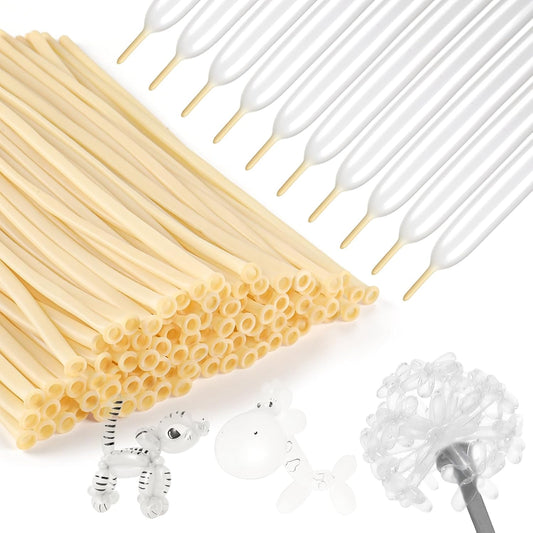 Voircoloria 100Pcs Clear 260 Balloons - Thick Latex for Twisting Animals & Party Decorations