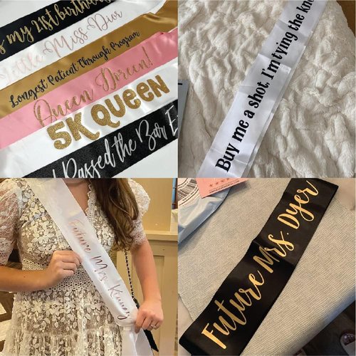 Custom Text Satin Sash - Personalized Birthday & Bachelorette Sash for Bride-to-Be | Custom Quote Design