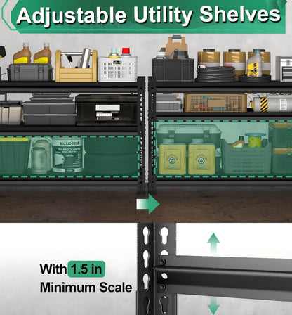 **Skiennix Heavy-Duty Metal Storage Garage Shelving - 1,200 Lbs Capacity, 3-Tier Adjustable Rack, Black 40" W x 16" D x 36" H**
