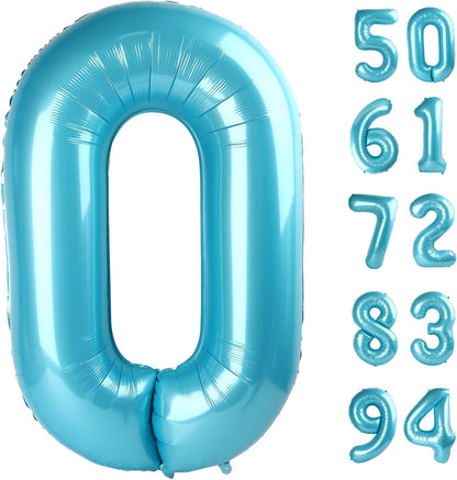 Pearlescent Blue Number Balloon - 40 Inch 0 Balloon for Birthday Decorations | Perfect Party Supplies
