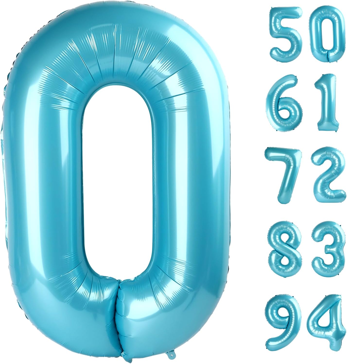 Pearlescent Blue 40-Inch Number Balloon - Perfect for Birthday Celebrations | 0 Number Design