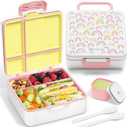 Fimibuke Bento Lunch Box - Leak Proof Toddler Container with 4 Compartments | BPA Free & Dishwasher Safe for Ages 3-12