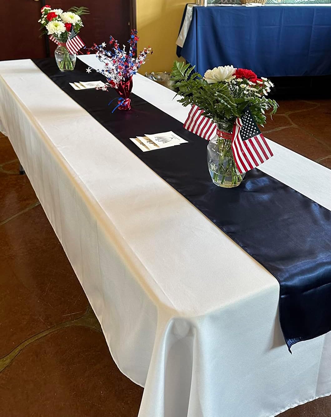 Skiennix Satin Navy Blue Table Runners - 10 Pack | 12 x 108 Inches for Weddings & Events