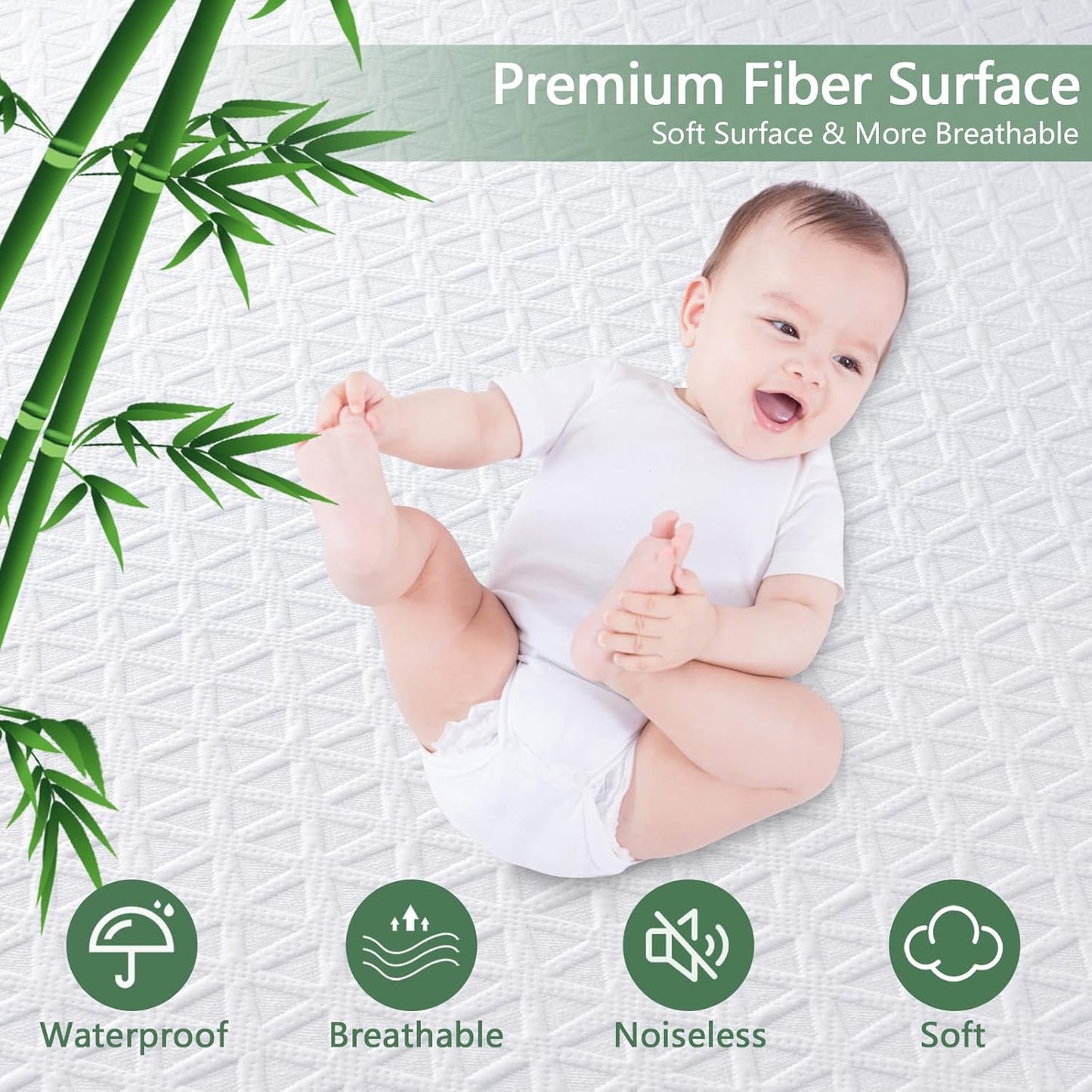 Premium Waterproof Mattress Protector - Twin XL Size, Breathable Cooling Bed Cover, Soft & Noiseless, Fits 8''-21'' Deep Pocket | White