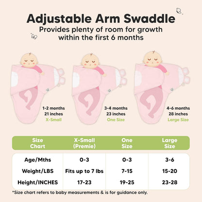 Skiennix Organic Baby Swaddle Sleep Sacks - Soft & Snug for Newborns 0-3 Months | 3-Pack in Candy