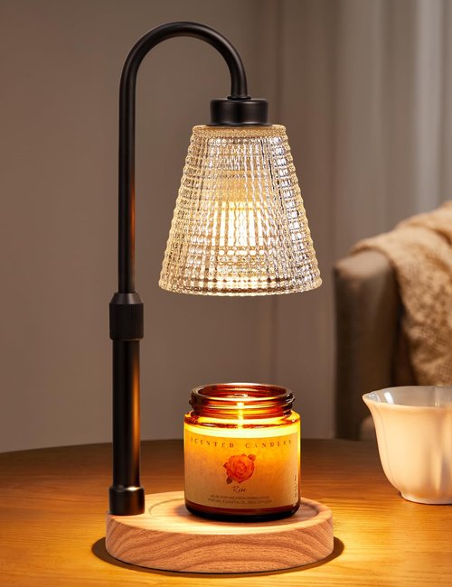 Innqoo Rustic Candle Warmer Lamp with Timer, Dimmable Candle Warmer for Jar Candles, Height Adjustable Wax Melts Warmer, Birthday Gifts for Women Mom, House Warming Gifts New Home Decor