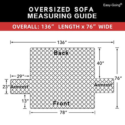 Easy-Going Reversible Oversized Couch Cover for 3 Cushion Couch Sofa Cover for Dogs Water Resistant Furniture Protector Cover with Foam Sticks for Pet (Oversized Sofa, Light Gray/Light Gray)