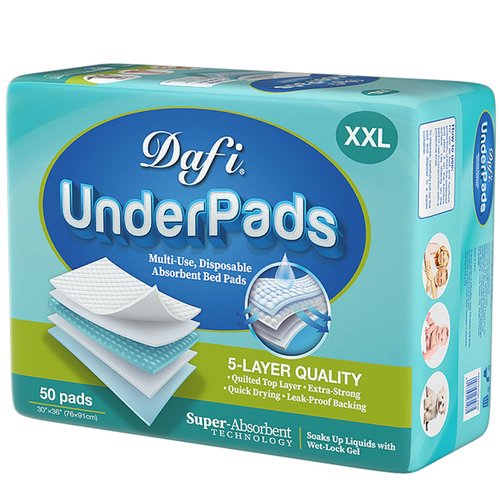 DAFI Disposable Bed Pads Extra Large 30”x 36”(50 Count) Adult Incontinence Underpads, Effective Odor Control Pee Pads, Chucks Pads, Super Absorbent Protection for Elderly, Adults, Baby