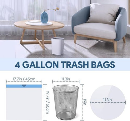 4 Gallon Trash Bags by [Brand Name] - Tear-Free Drawstring Garbage Liners | Unscented White, 80 Count