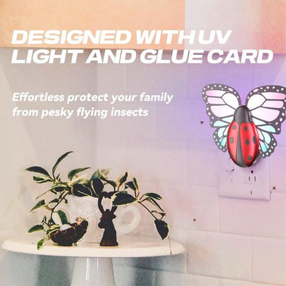 Flying Insect Trap - Indoor Light Fly Trap Captures Flies, Gnats & Moths | 1 Plug-In Device + 3 Refills