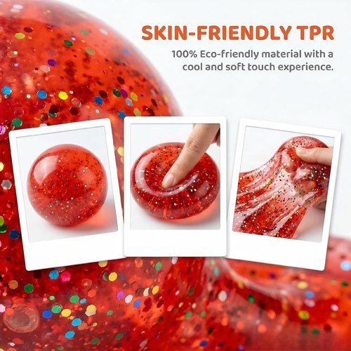 Glitter Dumpling Squishy | 2026 Squeeze Stress Relief Toys - Mystery Box of 4 Colorful Fidget Toys