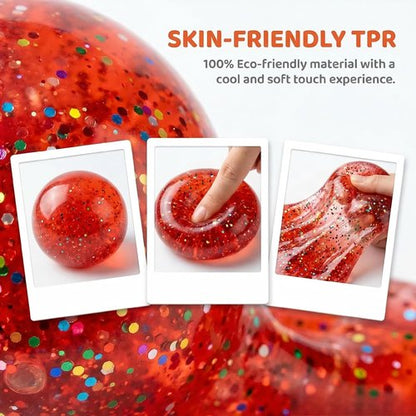 Glitter Dumpling Squishy | 2026 Squeeze Stress Relief Toys - Mystery Box of 4 Colorful Fidget Toys