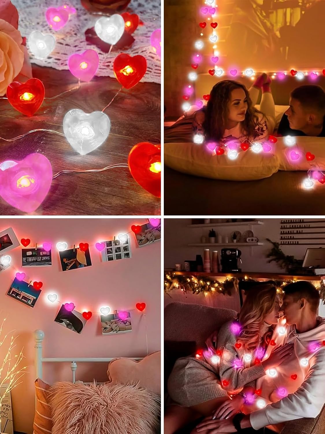 Skiennix Heart Fairy Lights - 10FT 30 LED Battery Operated String Lights | Waterproof for Indoor & Outdoor Valentine's Decor