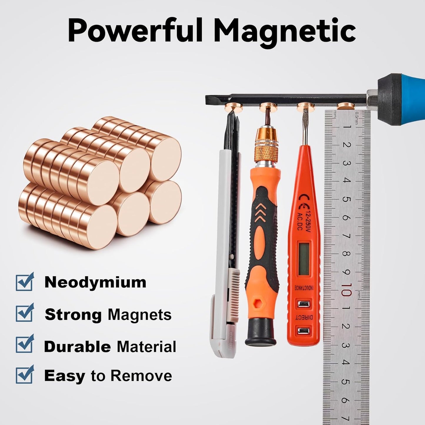 SMARTAKE 45 Pcs Neodymium Refrigerator Magnets - Small Round Multi-Use Office Magnets | Rose Gold