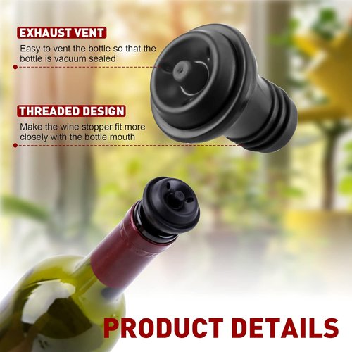 24 Pcs Wine Vacuum Stoppers - Rubber Bottle Savers to Preserve Flavor and Keep Wine Fresh