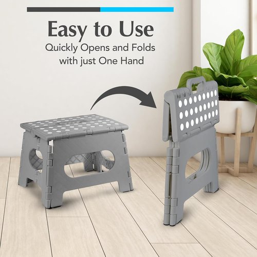 Handy Laundry Folding Step Stool - Lightweight & Sturdy for Adults and Kids | Easy One-Flip Design - Grey, 9 Inch (Pack of 2)