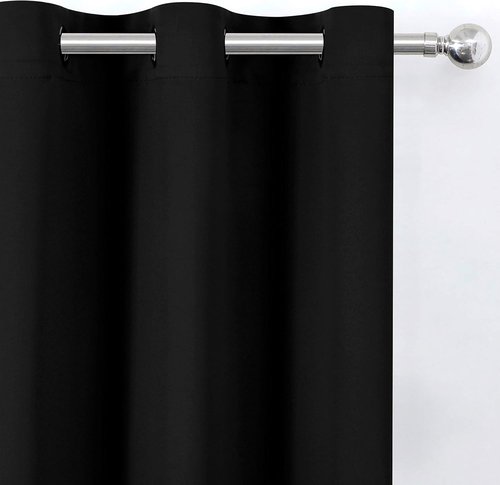LEMOMO Blackout Curtains - Thermal Insulated Room Darkening Panels | 52 x 84 Inches, Set of 2, Black