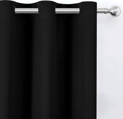 LEMOMO Blackout Curtains - Thermal Insulated Room Darkening Panels | 52 x 84 Inches, Set of 2, Black