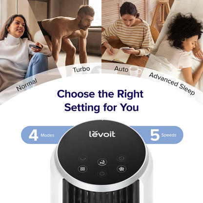 LEVOIT Tower Fan for Bedroom, Standing Fan that Blows Cold Air for Home, 28dB Quiet for Sleep, Remote, 90° Oscillation, 12H Timer, 25ft/s Velocity, 5 Speeds, 4 Modes, Bladeless 36 inch, White