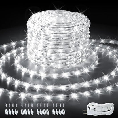 **LED Rope Lights by [Brand Name] - 33ft Waterproof Cool White Decorative Lighting for Indoor/Outdoor Use | 360 LEDs**