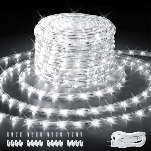 **LED Rope Lights by [Brand Name] - 33ft Waterproof Cool White Decorative Lighting for Indoor/Outdoor Use | 360 LEDs**