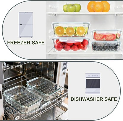KOMUEE Glass Food Storage Containers Set - 4 Pack, Airtight Lids, BPA-Free, 63oz & 27oz Sizes