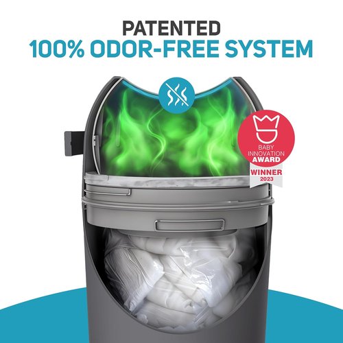 L.A. Baby Magic Diaper Pail - Odor-Free System with Child-Safe Lock - No Refills Needed - Gray