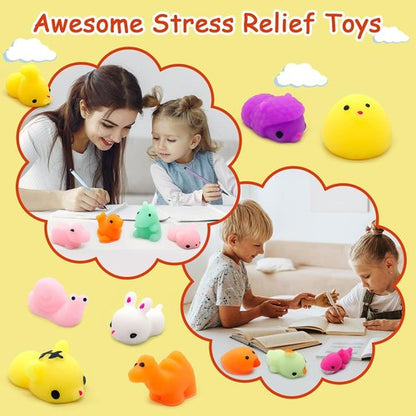 LENYOQIN Kawaii Squishies - 100 Pcs Mini Mochi Stress Relief Toys for Kids' Parties & Goodie Bags
