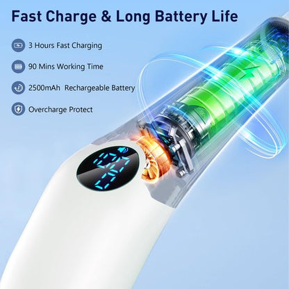 Electric Spin Scrubber, Cordless Cleaning Brush with 8 Replaceable Brush Heads, Shower Cleaning Brush, Power Scrubber with 3 Adjustable Speeds,Adjustable & Detachable Long Handle,Voice Prompt