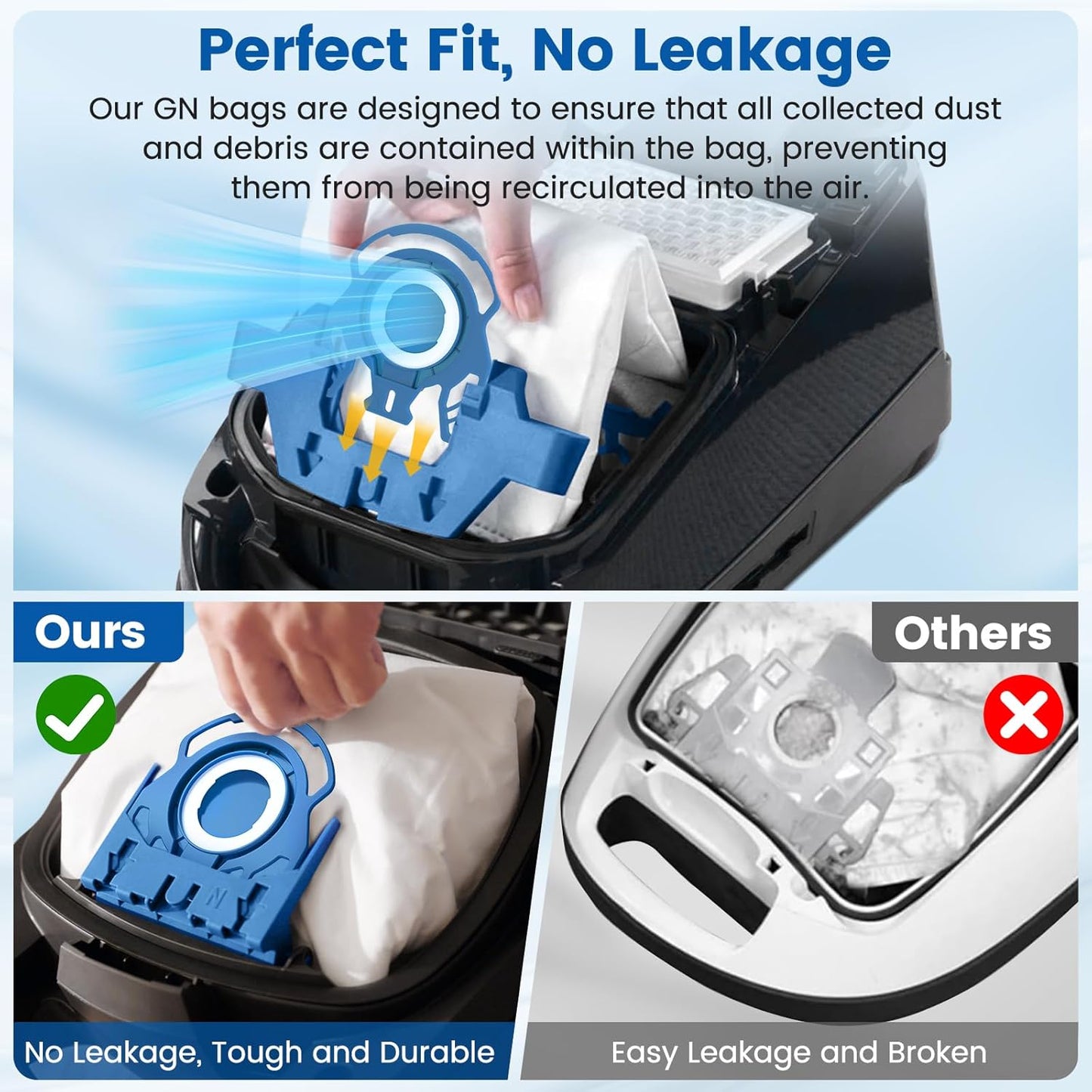 Miele 3D Airclean Vacuum Bags - 20 Pack Compatible with Classic C1, Complete C1-C3, S2-S8 Series