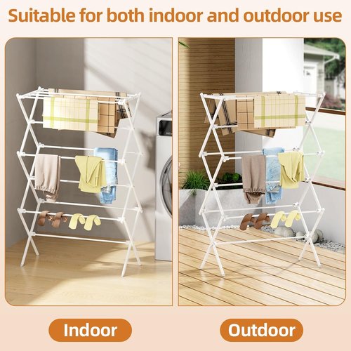 Drying Rack | Skiennix 3-Tier Foldable Clothes Drying Rack - Antirust Design for Indoor & Outdoor Use, White