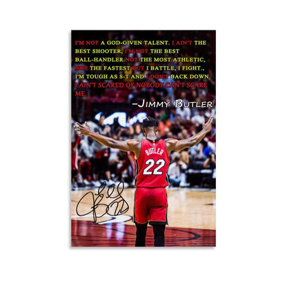 SERECPIA Sports Star Jimmy Butler Signed Inspirational Poster Decorative Painting Canvas Wall Art Living Room Aesthetic Posters For Boys Bedroom Teens Room. Unframe-style, 12x18inch(30x45cm)